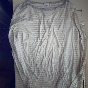 Vince cream and Grey Striped Long Sleeve Shirt